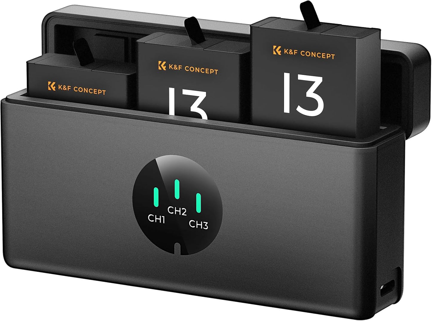 K&F CONCEPT Hero 13 Battery 3-Pack with Fast Charger for GoPro