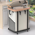 150L Leather Patchwork Laundry Basket with Wheels - 40 Gal Capacity