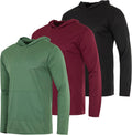 Mens Mesh Long Sleeve Athletic Pullover Hoodie UPF 50+ - 3 Pack