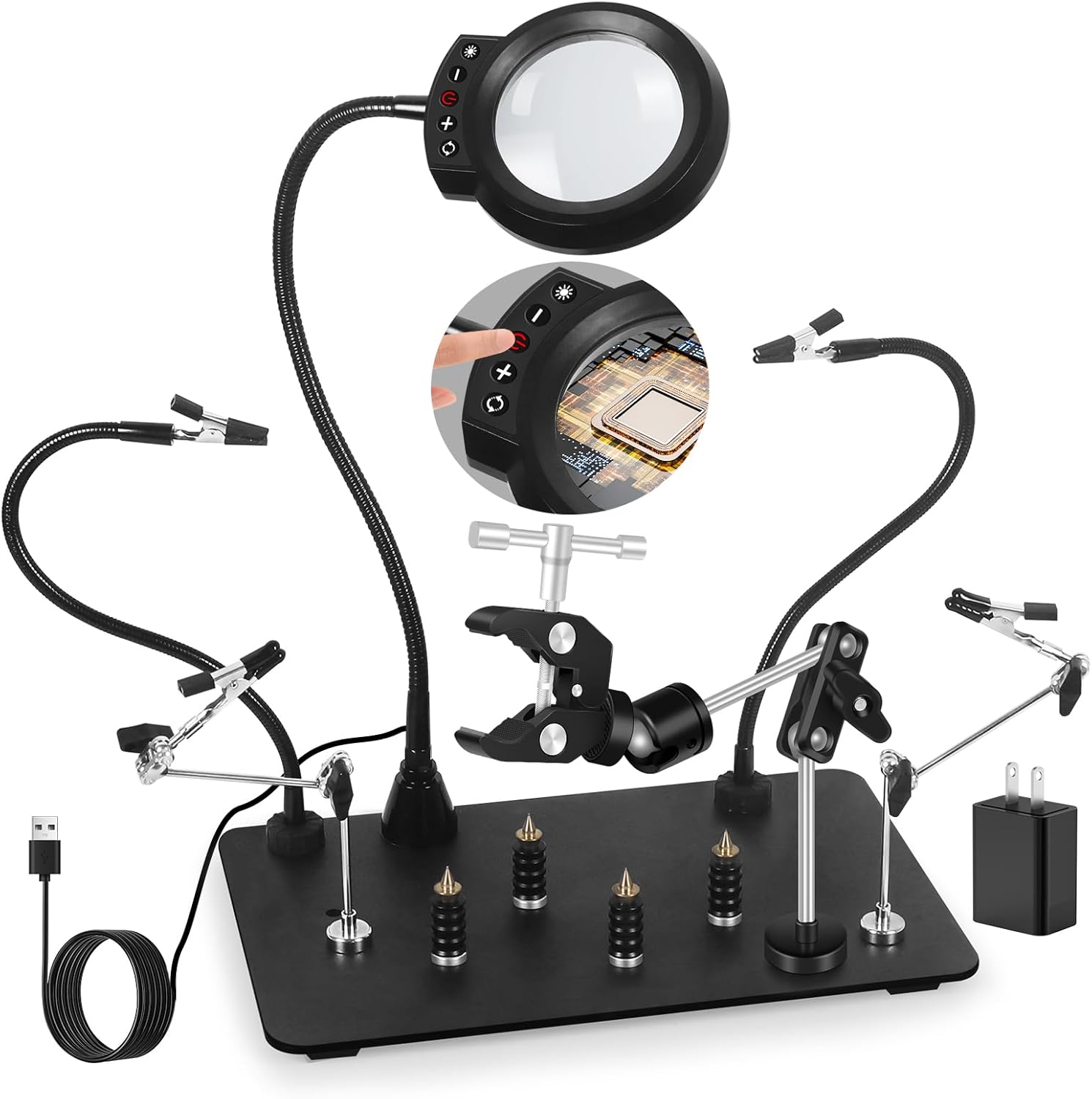 NOEVSBIG Helping Hands Soldering Station with 5X Magnifying Lamp