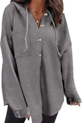 SHEWIN Oversized Sweatshirt for Women Loose Fit Button Hooded - Cozy