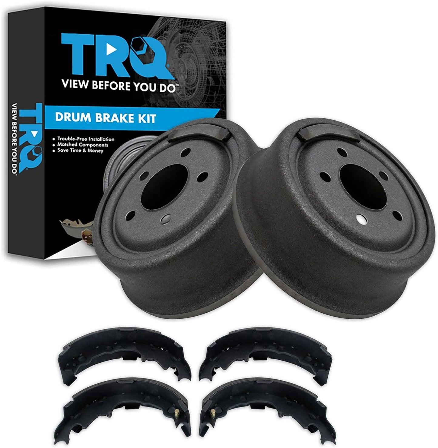 TRQ 9in Rear Brake Drum & Shoe Set for Jeep Wrangler Pickup