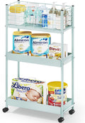 KINGRACK 3-Tier Rolling Utility Cart - Slim Mint Green Organizer