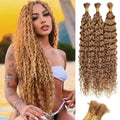Blonde Human Braiding Hair Water Wave Bulk 14in Color 27 - Boho Braids
