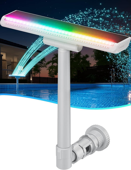 Solar-Powered Pool Fountain with 10-Color LED Lights for Relaxation