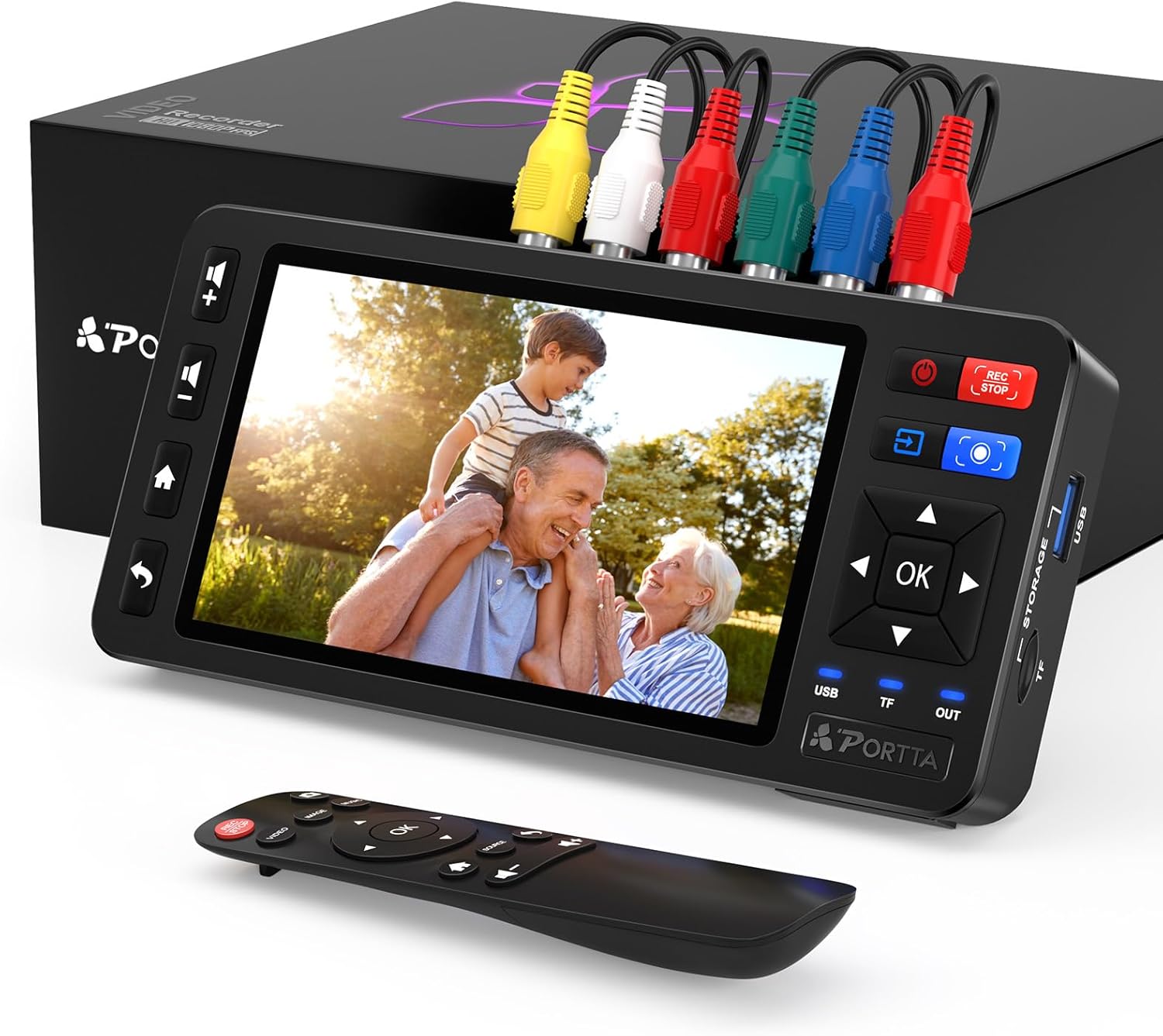 Portta VHS to Digital Converter with 5in HD Screen for Easy Capture