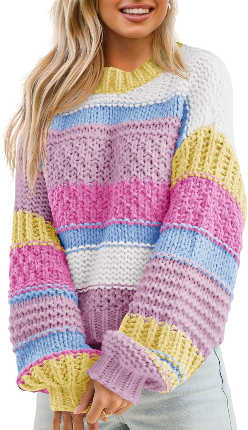 Saodimallsu Womens Color Block Sweater for Fall Fashion