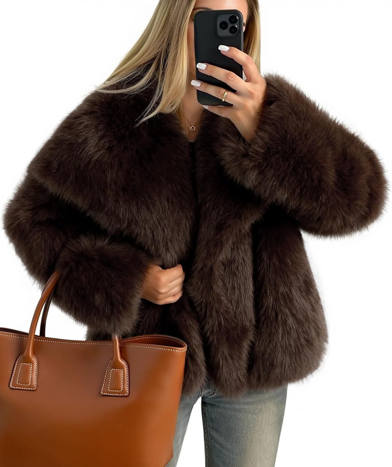 ZESICA Women's Winter Faux Fur Coats Fluffy Jacket for 2025