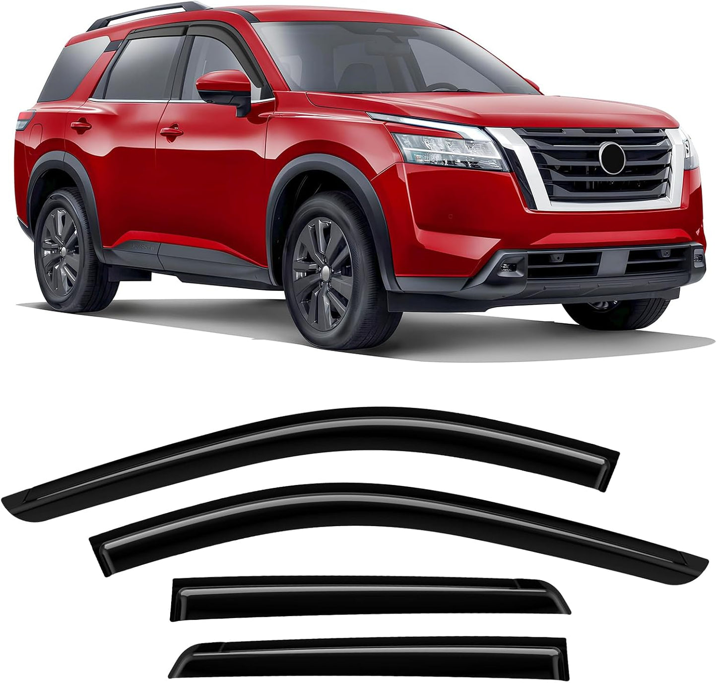 Tape-On Rain Guards for Nissan Pathfinder 2021-2024 - Durable Visors