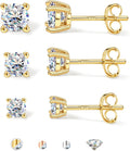 3 Pairs Moissanite Stud Earrings for Women Men - 1.8CT D VVS1 Set