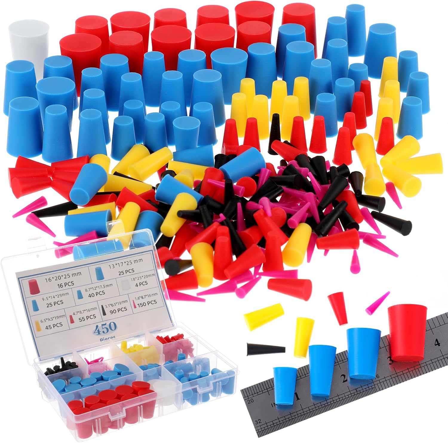 450 Pcs Silicone Tapered Plug Kit for High Temp Protection