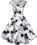 Women's 1950 Retro Cocktail Swing Dress with Pockets - Cap Sleeve