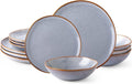 12pc Ceramic Dinnerware Set for 4 - Handmade Reactive Glaze Stoneware
