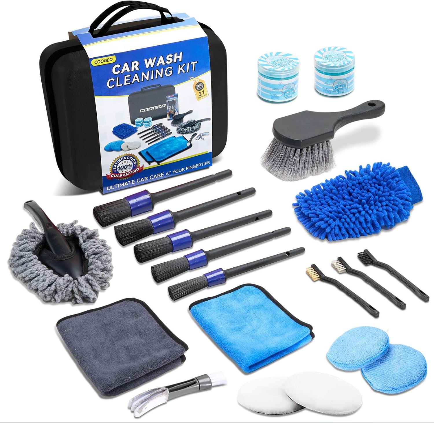 COOGEO 21Pcs Car Detailing Kit - Complete Interior Cleaning