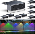 8PK Solar Fence Lights Outdoor - Warm White & RGB Color Modes
