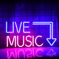 Live Music Neon Sign for Studio, Bar, Bedroom, and Party Decor