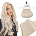 Weft Hair Extensions Human Hair 20in Platinum Blonde - Natural Volume