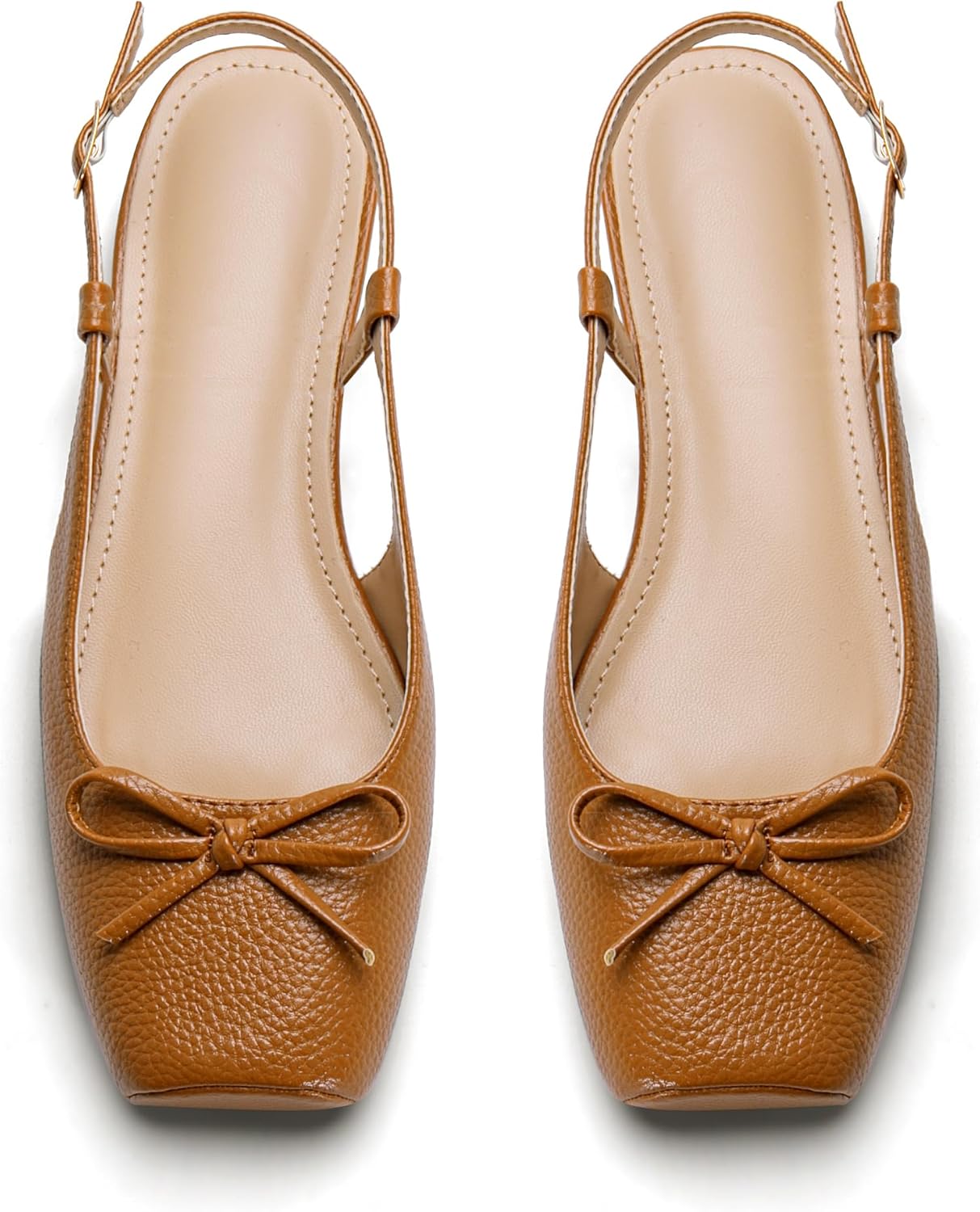Women's Ballet Flats Slingbacks with Square Toe and Bow Design