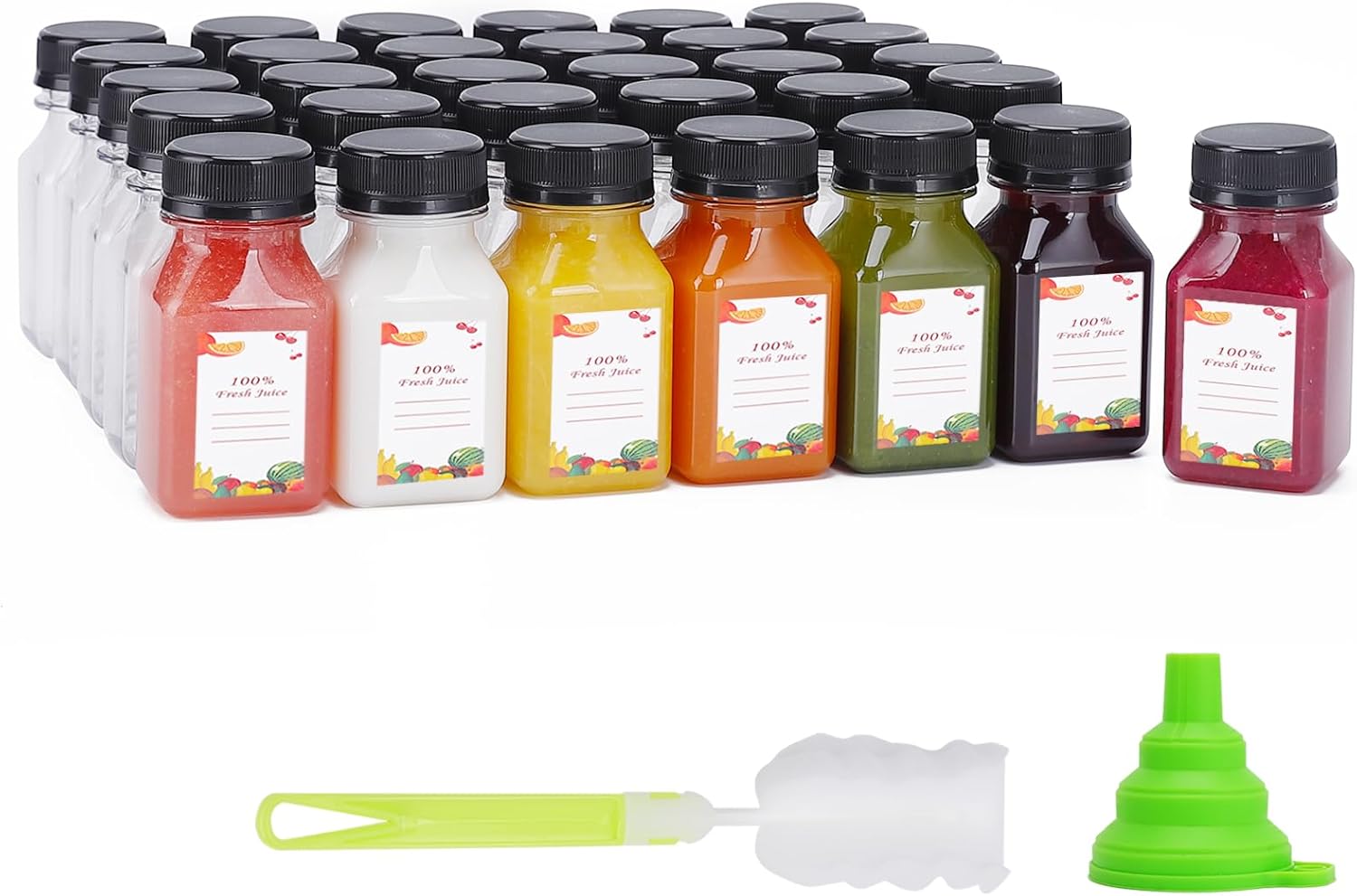 Plastic Juice Bottles 150 pcs 4 oz for Juicing and Smoothies