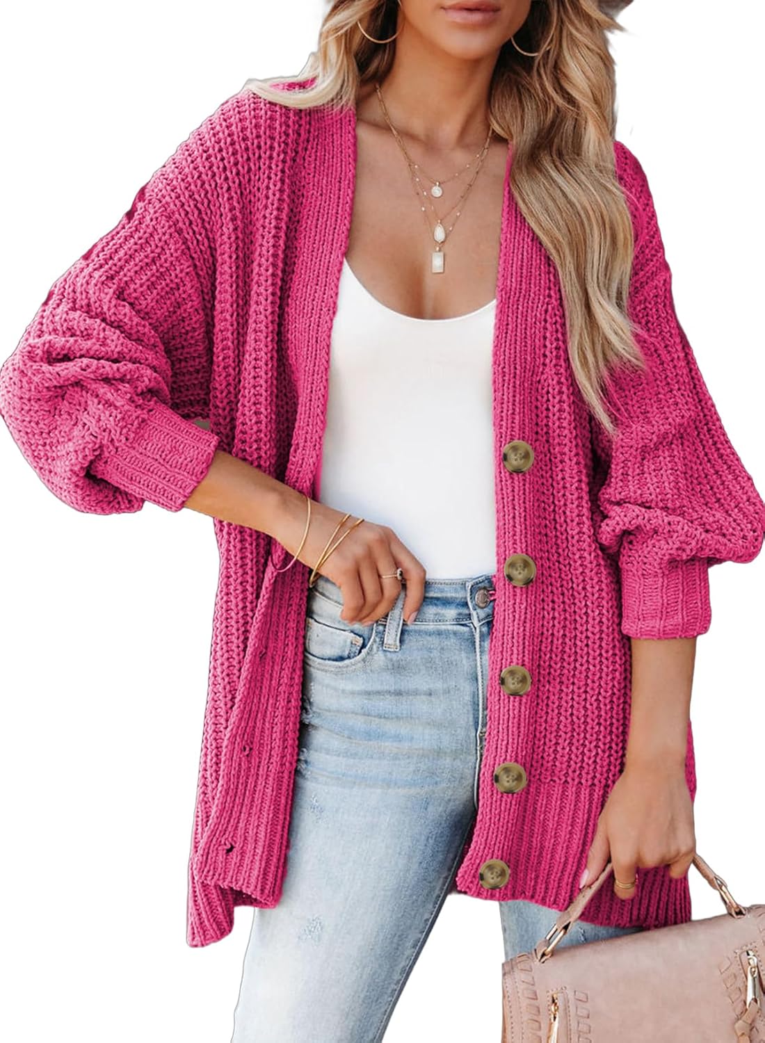 SHEWIN Womens Oversized Open Front Cardigan for All Seasons