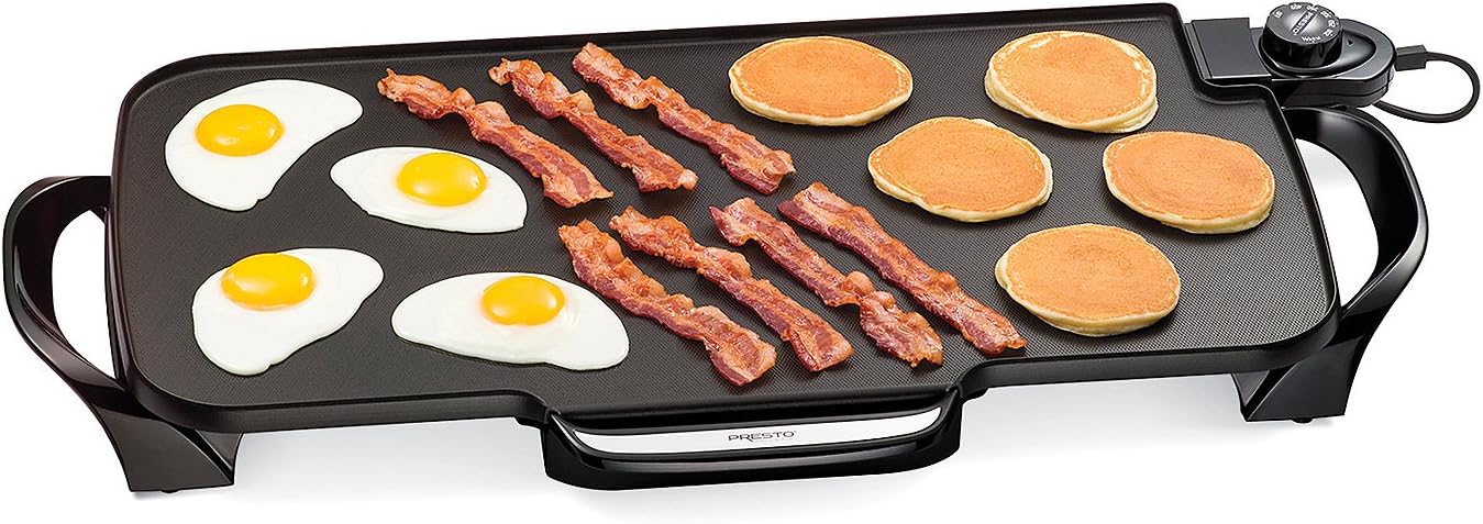22-Inch Nonstick Electric Griddle with Removable Handles for Easy Use