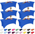 6 Pack 6 ft Royal Blue Spandex Tablecloth for Rectangular Tables