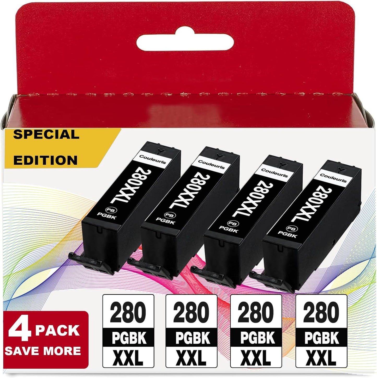 PGI-280 XXL PGBK Ink 4-Pack for Canon Printers - High Yield