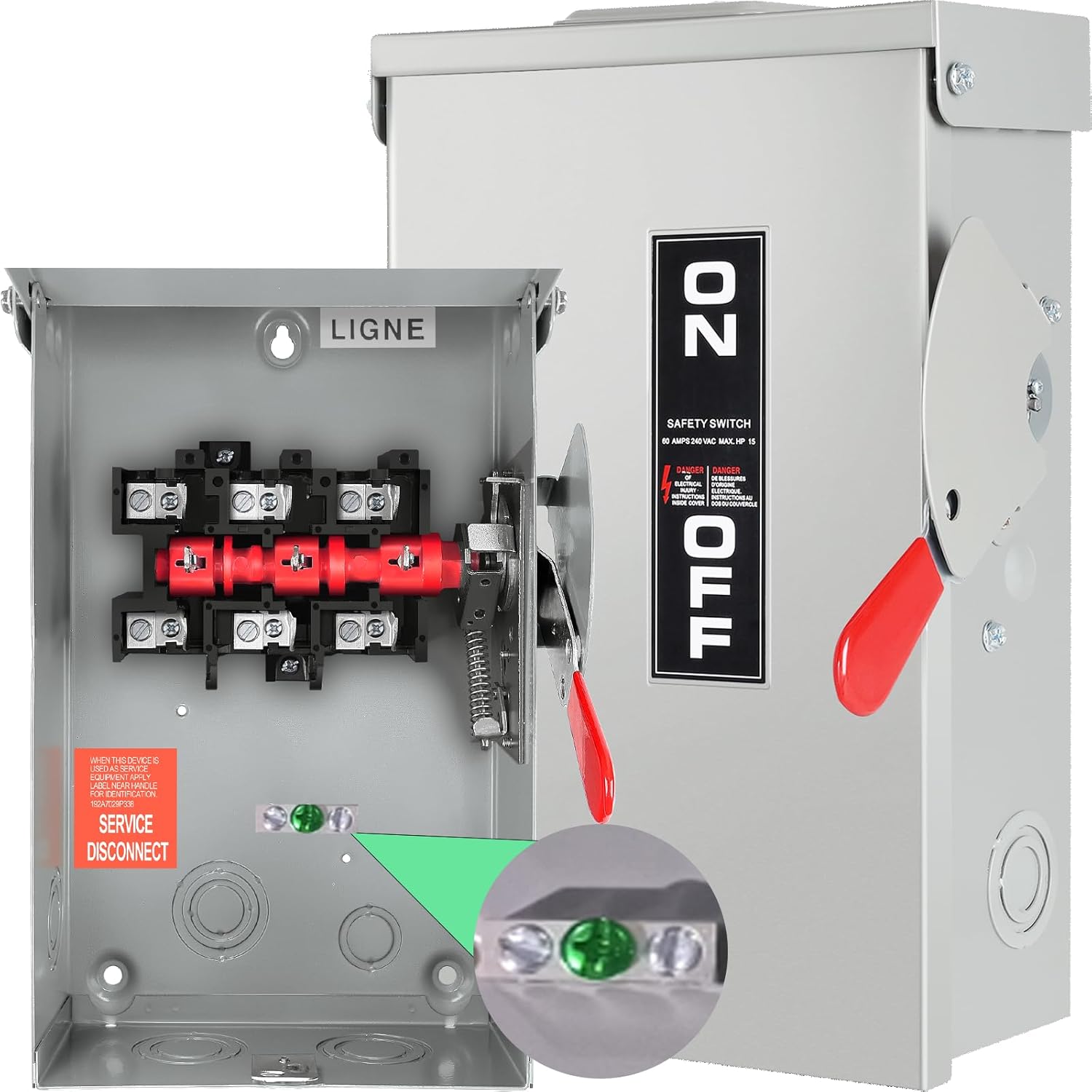 Upgrade 3P 60 Amp Disconnect Switch for Indoor and Outdoor Use