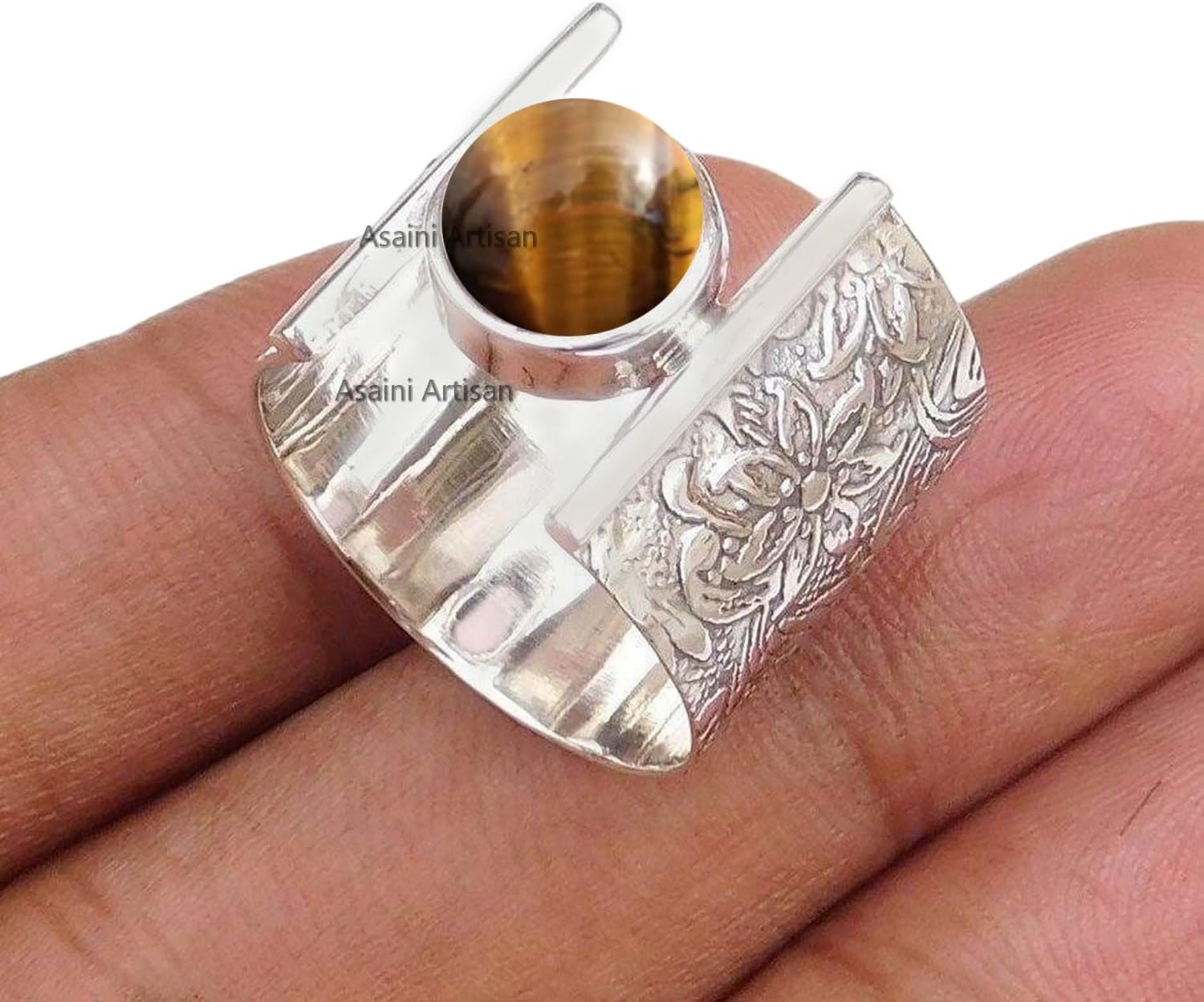 7MM Round Gemstone 925 Sterling Silver Floral Gift Ring
