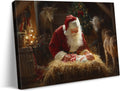 Vintage Santa Canvas Wall Art 30x20in - Heartwarming Nativity