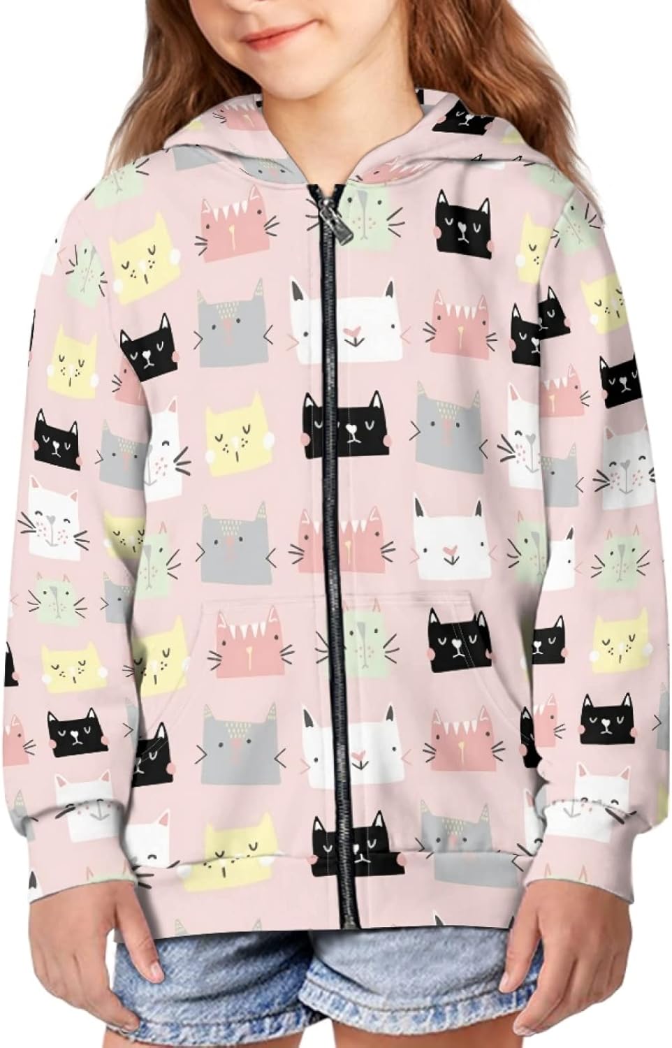 Cozy Kids Zip-Up Hoodie with Pocket by Viewamoon