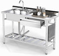 Stainless Steel Utility Sink 47.2 in Free Standing Single Bowl - Heavy