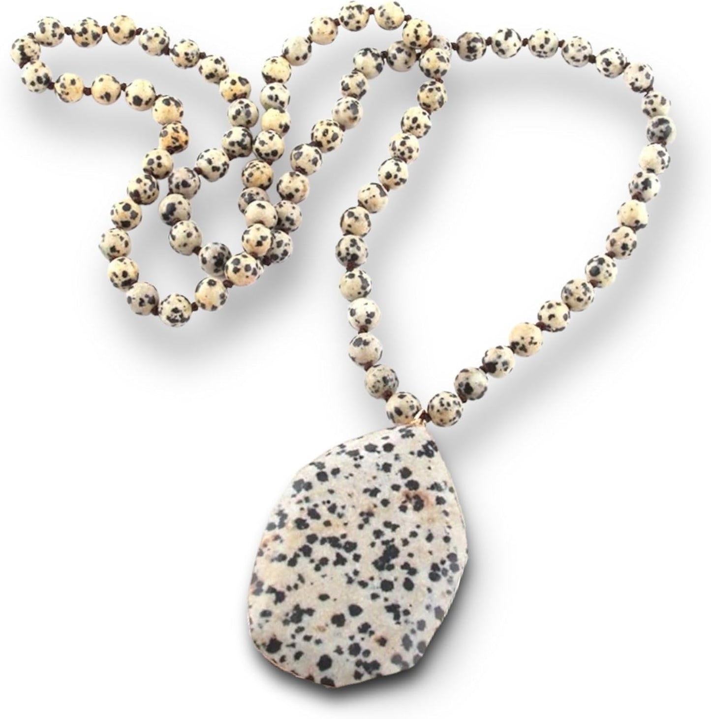 Long Genuine Stone Beads and Pendant Necklace for Women