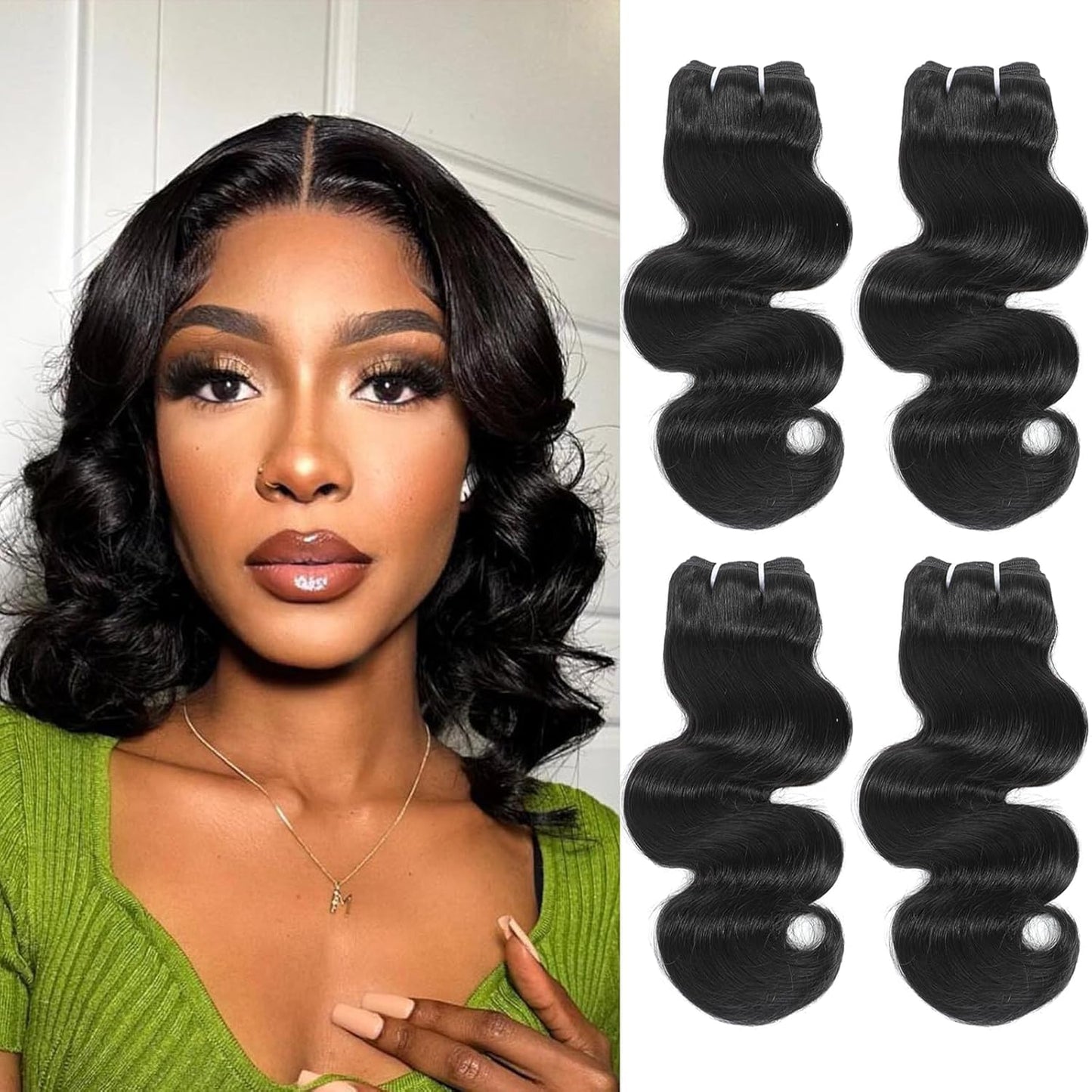 Body Wave Bundles Human Hair 4 Bundles 10 12 Inch Natural Black