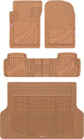 FlexTough Advanced Heavy Duty Beige Rubber Car Floor Mats & Cargo
