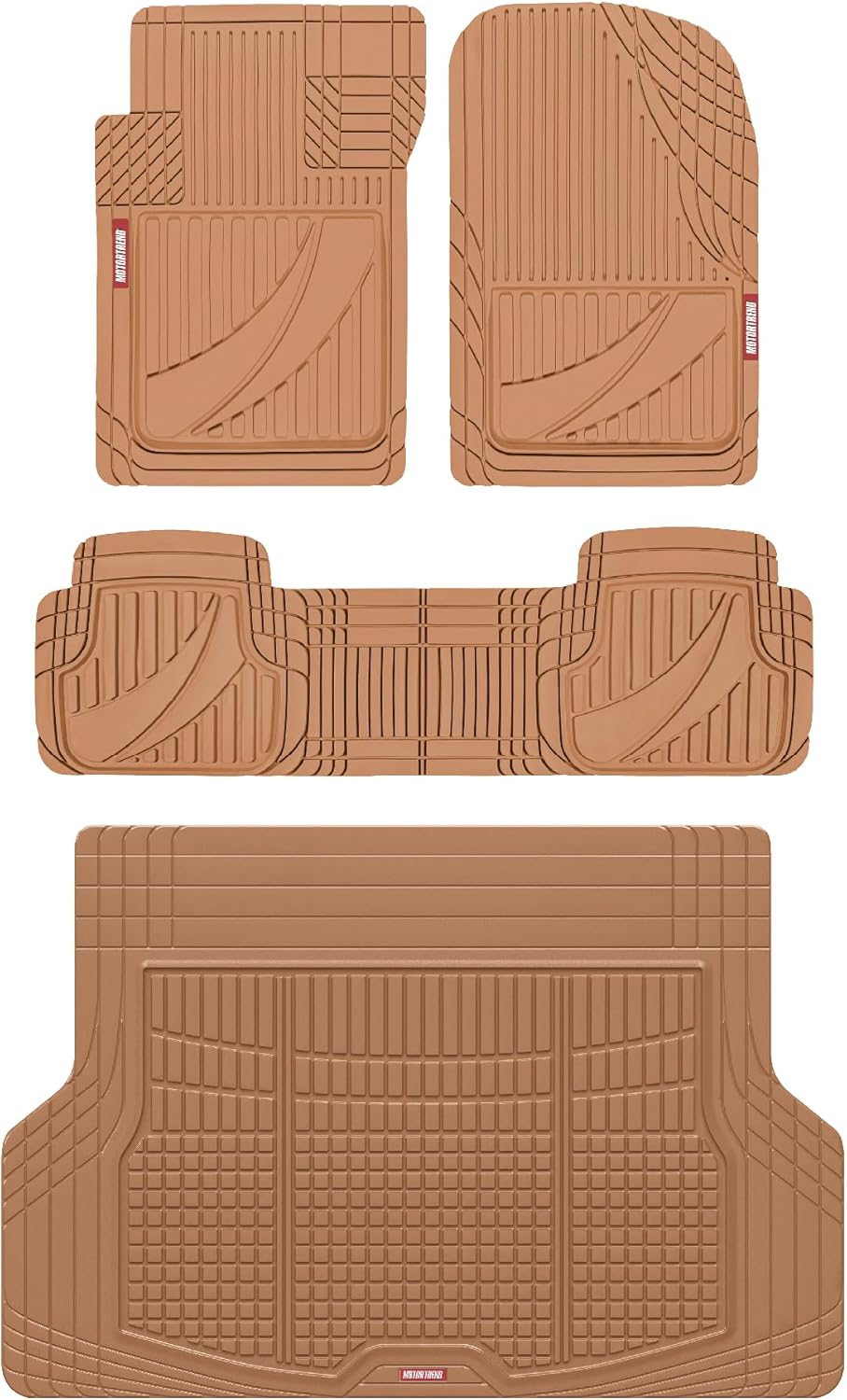 Motor Trend FlexTough Heavy Duty Beige Rubber Floor Mats Set
