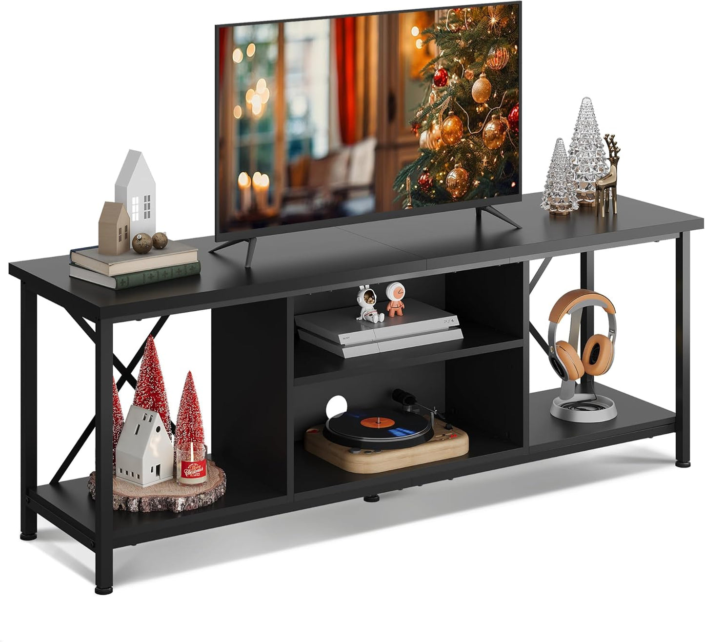 WLIVE TV Stand for 65 Inch TV - Industrial Style Entertainment Center