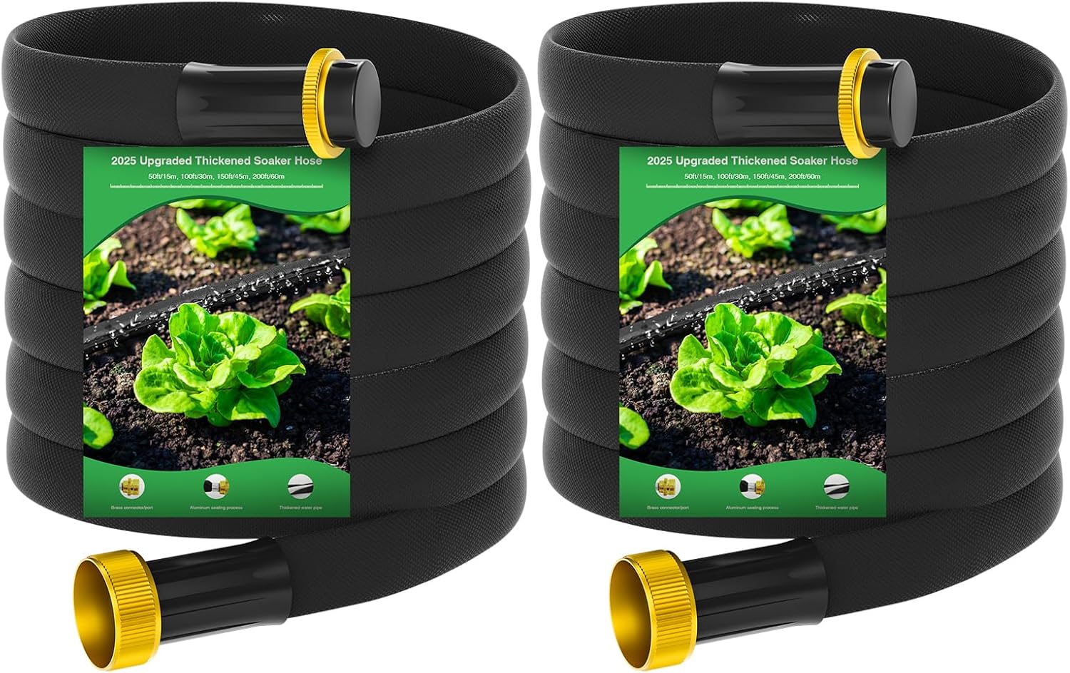 Mixc Thickened Flat Soaker Hose 100Ft with Copper Joints