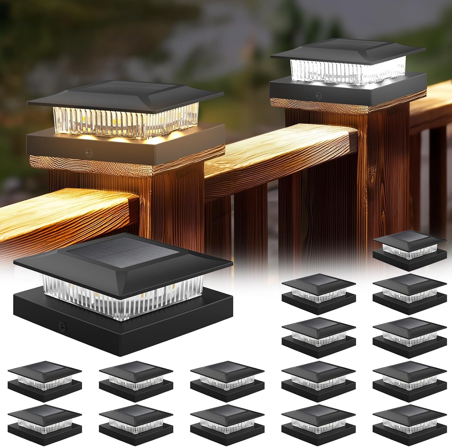 4x4 Solar Post Cap Lights 16 Pack for Outdoor Deck and Fence