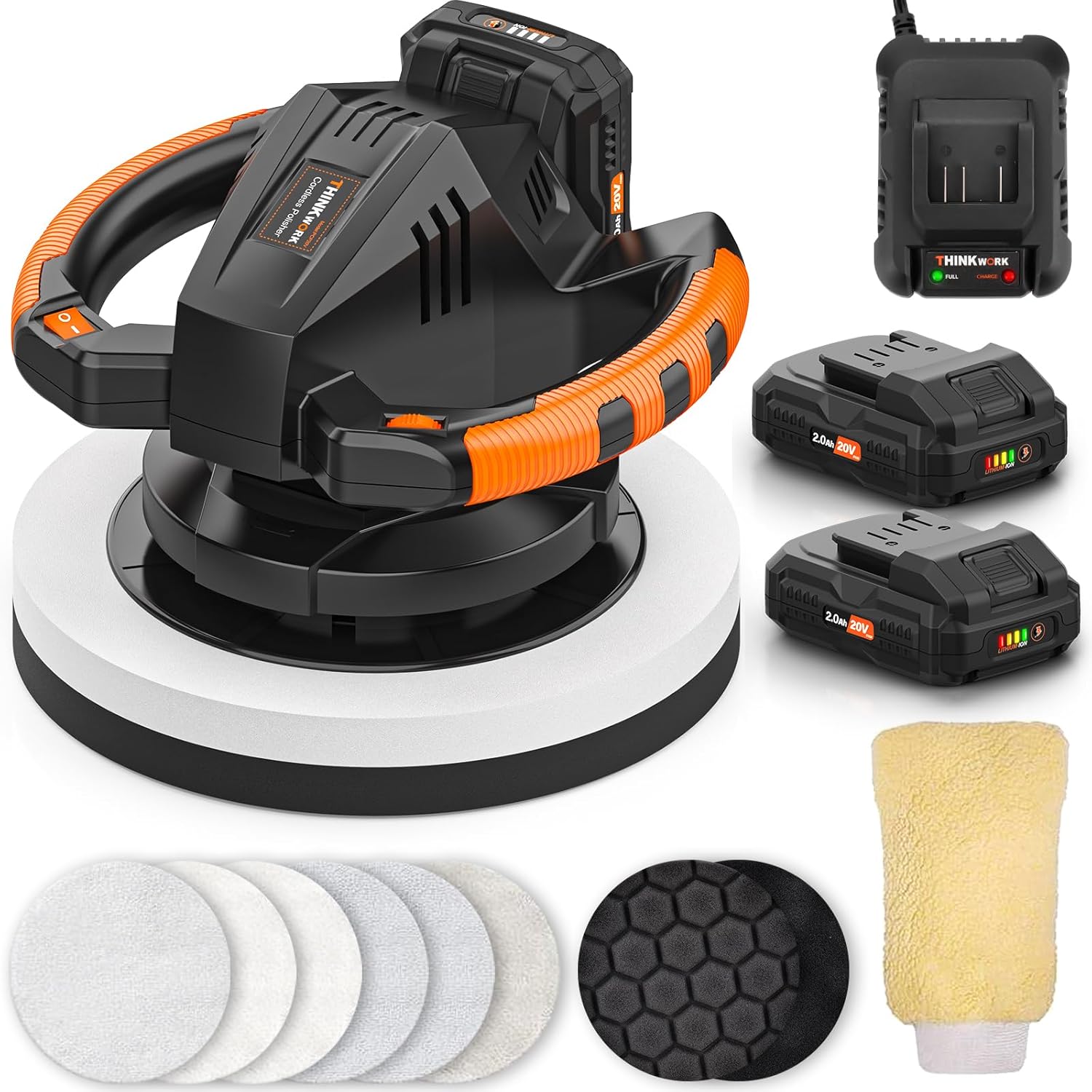 THINKWORK 10 Inch Cordless Buffer Polisher for Car Waxing