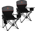 LET'S CAMP Camping Chair 2 Pack - Portable Folding Chairs with Cooler