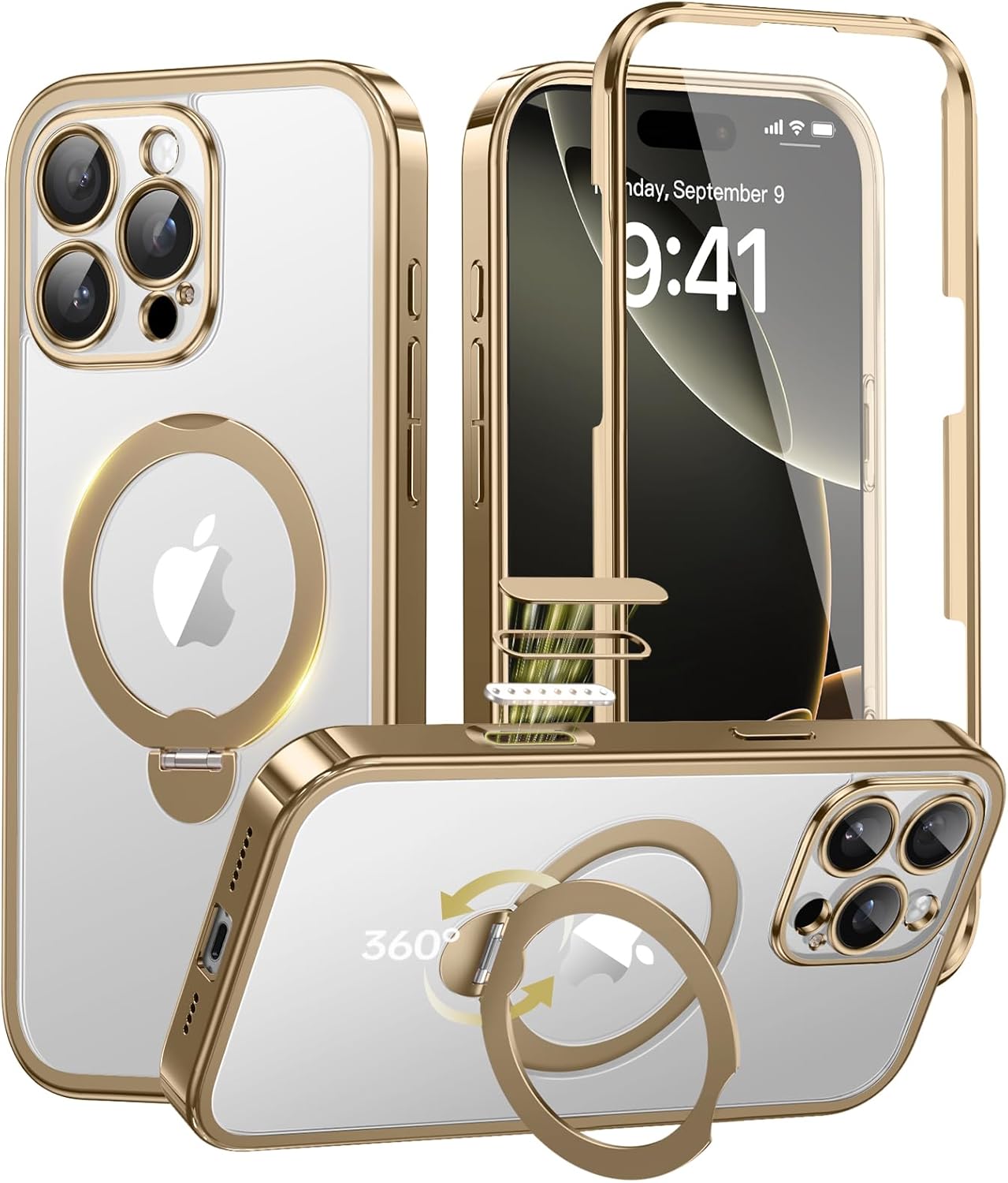 BERFY iPhone 16 Pro Max Case with 360Spin Magnetic Stand
