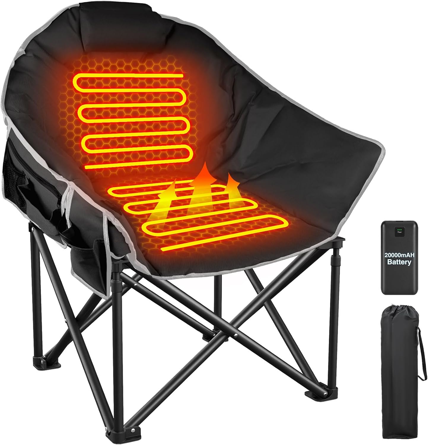 ZENPETIO Oversized Heated Camping Chair - Stay Cozy Outdoors!