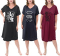 Plus Size Women's Nightgown 3 Pack Soft Print Nightshirts FEREMO