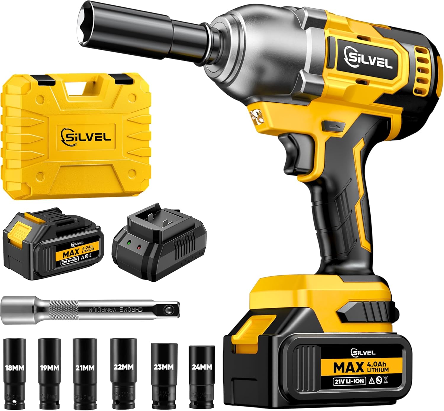 SILVEL Cordless Impact Wrench with 650N.M Torque and Battery