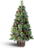 4FT Potted Christmas Tree with 100 Lights - Classic Porch Decor