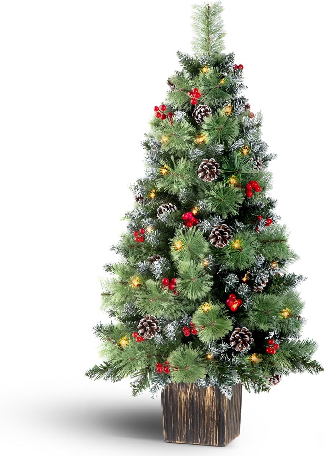 4FT Potted Christmas Tree with 100 Lights for Festive Decor