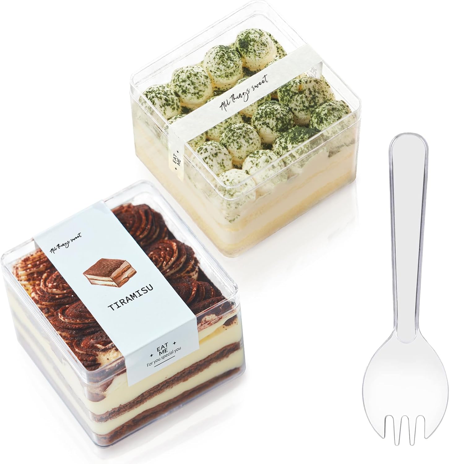 Plastic Square Dessert Cups with Lids for Tiramisu and More
