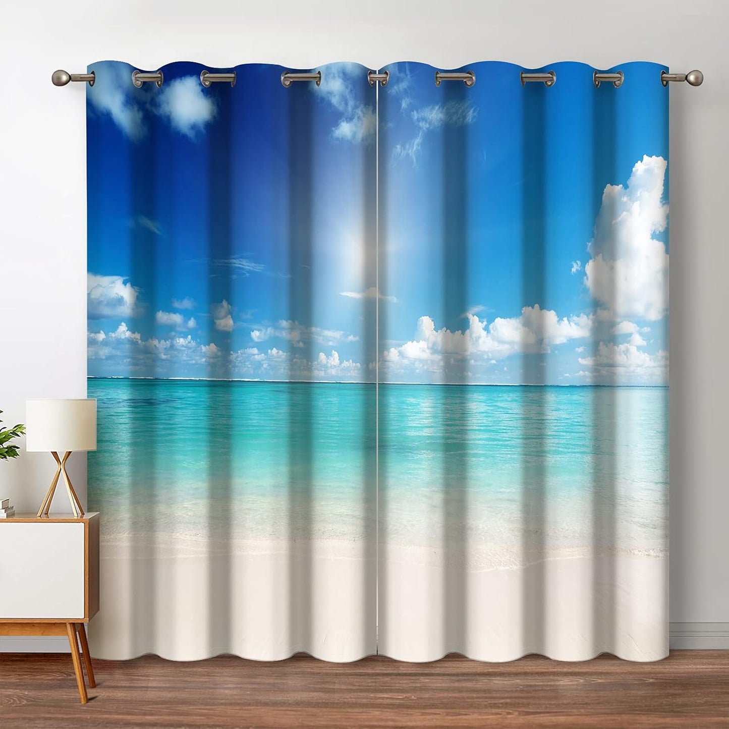 Jekeno Ocean Beach Blackout Curtains for Bedroom Living Room