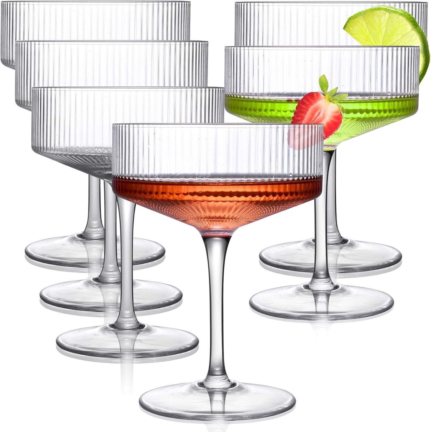 Handmade Crystal Coupe Glasses Set - Perfect for Cocktails & Desserts!